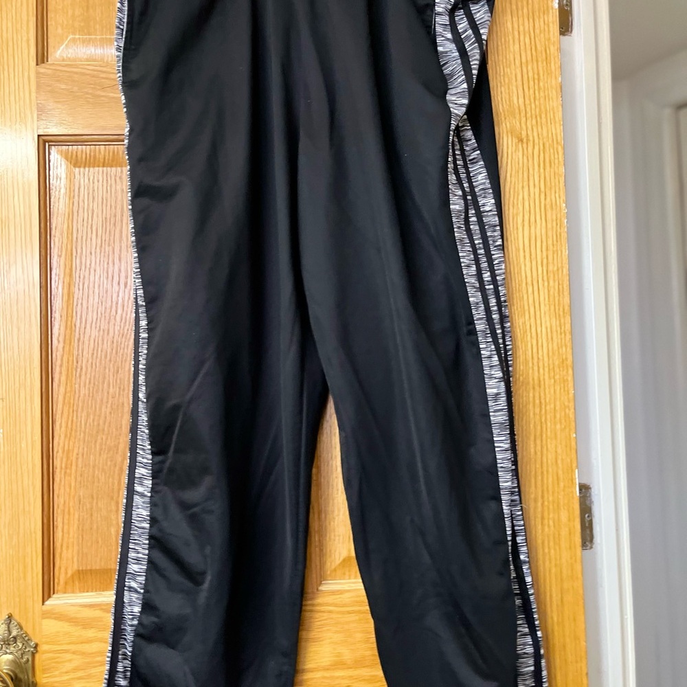 Black Athletic Pants with Gray Trim